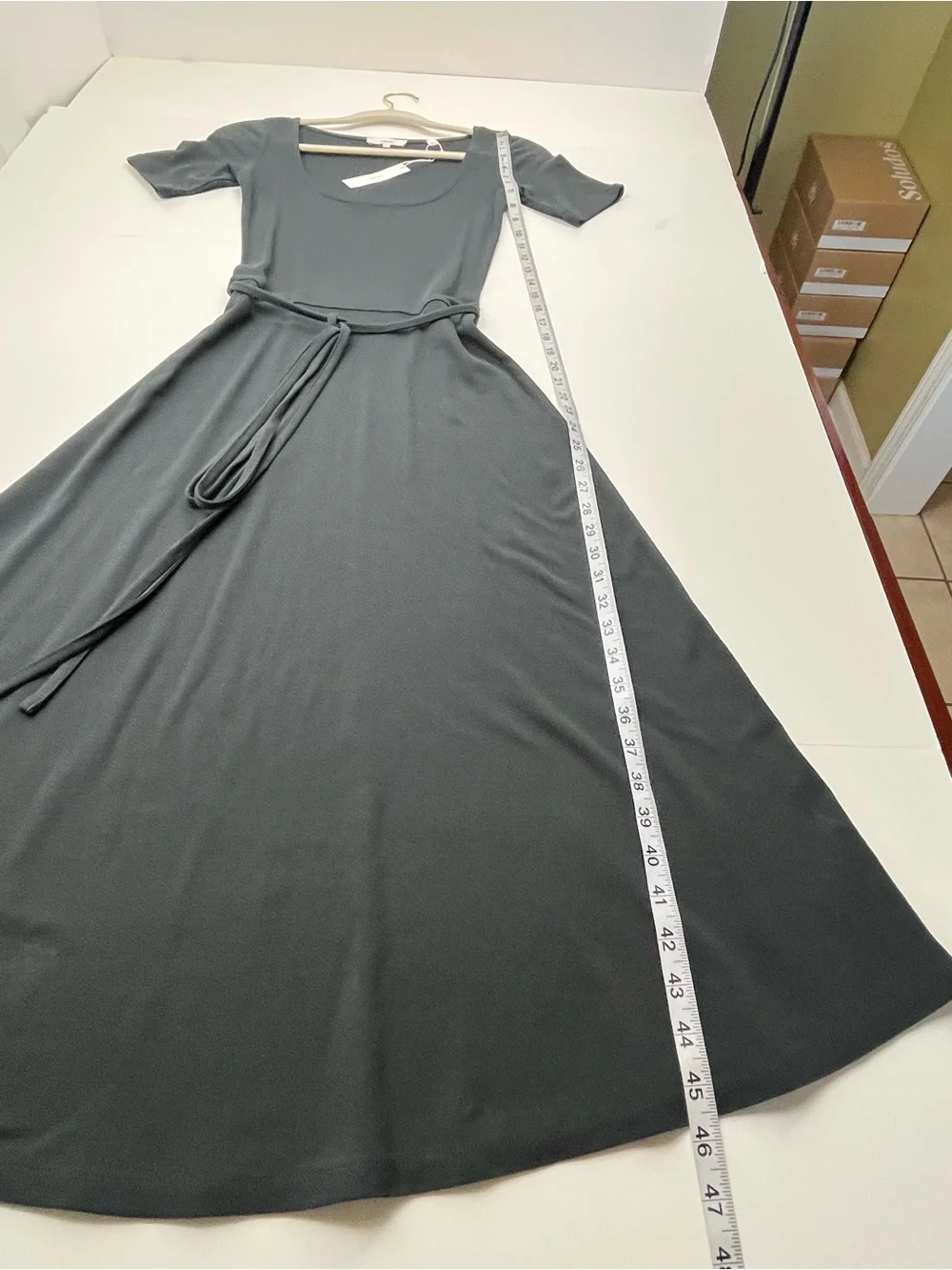 Vince 100% Cotton Women's Scoop Neck Short Sleeve A-Line Dress Grey Gray XXS NEW